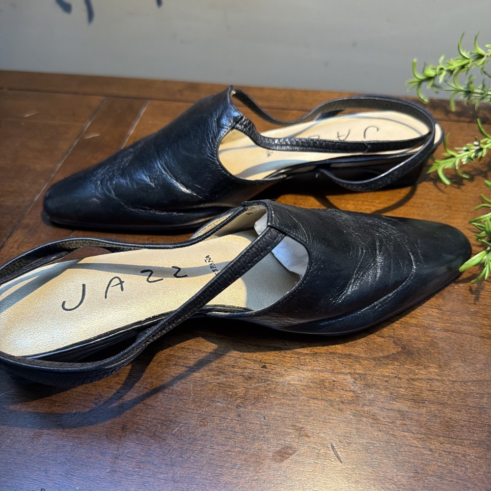 Vintage JAZZ Espana Women's Shoes Sz 7 Black Leather Heels Made in Spain EUC - Picture 8 of 10